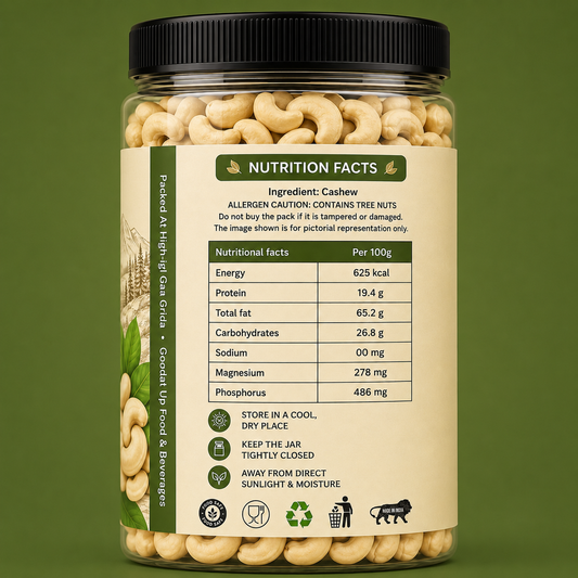 Premium Whole Cashew Nuts (Kaju) – Natural, Crunchy, Gluten Free Dry Fruits | OK Nutts