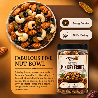 Healthy Nutmix, Dried Almonds, Black Raisins, Cashewnuts, Cranberries, Green Raisins, Walnut Kernels & Many More.