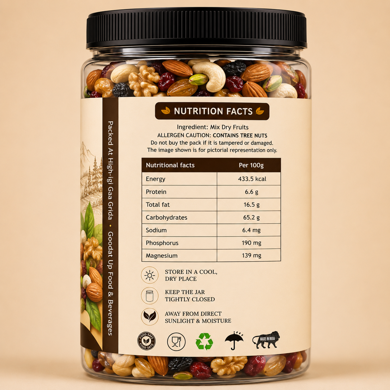 Healthy Nutmix, Dried Almonds, Black Raisins, Cashewnuts, Cranberries, Green Raisins, Walnut Kernels & Many More.
