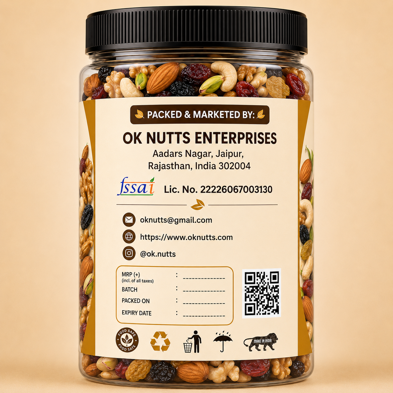 Healthy Nutmix, Dried Almonds, Black Raisins, Cashewnuts, Cranberries, Green Raisins, Walnut Kernels & Many More.