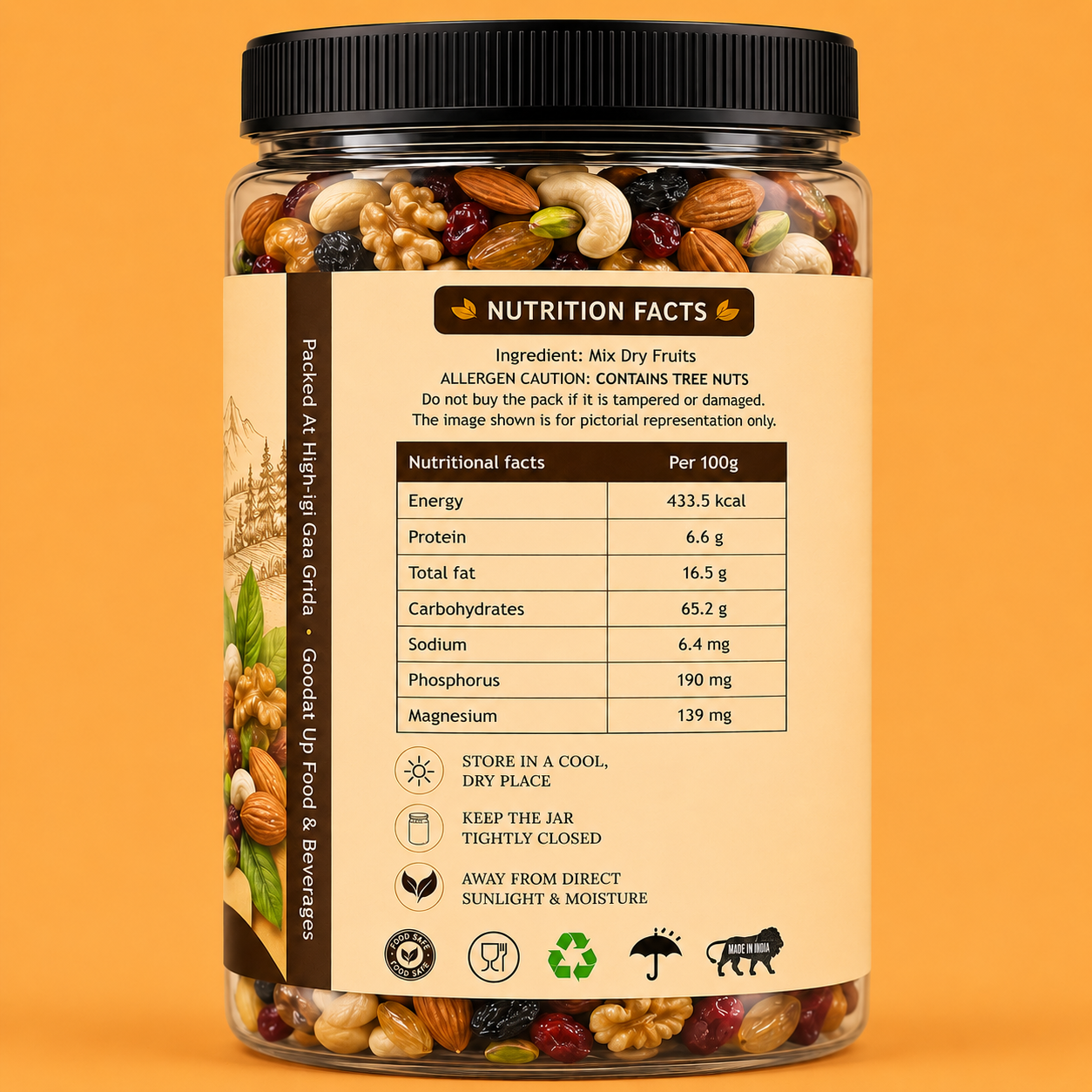 Healthy Nutmix, Dried Almonds, Black Raisins, Cashewnuts, Cranberries, Green Raisins, Walnut Kernels & Many More.