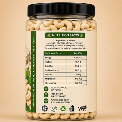Premium Whole Cashew Nuts (Kaju) – Natural, Crunchy, Gluten Free Dry Fruits | OK Nutts