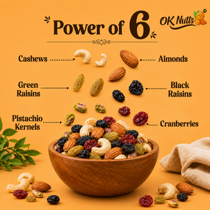 Healthy Nutmix, Dried Almonds, Black Raisins, Cashewnuts, Cranberries, Green Raisins, Walnut Kernels & Many More.